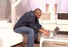 Blonde Babe Angel Wicky Sucks Huge Black Cock in Interracial Scene