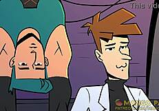 This hardcore scene features a big cock creampie on shaved pussy