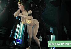 milf in 3d cartoon lets the boys take turns on her holes with big black cocks.