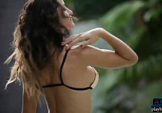 Perfect Argentinian model strips from small bikini naked!