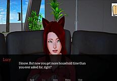 Redhead in adult visual novel and 3D porn video My new family