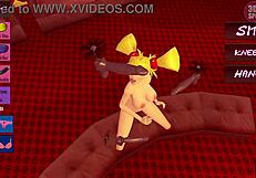 Beautiful blonde enjoys double penetration with the help of toys in an animated porn movie