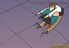 This hardcore scene features a big cock creampie on shaved pussy