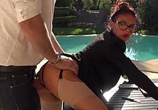 two gorgeous babes engage in lesbian masturbation with dildos and tit play