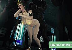 milf in 3d cartoon lets the boys take turns on her holes with big black cocks.