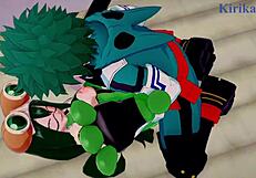 intense sex with tsuyu asui, mt lady, and izuku midoriya in my hero academia hentai