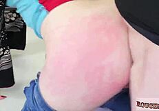 Brunette teen masturbates bound cumming from anal