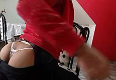 I admire my crossdressing curves in see-through spandex leggings and thong.