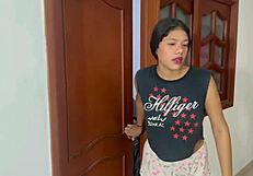 Skinny latina gets her tight pussy pounded hard and deep