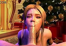 New Year's Eve Blowjob In 3D Hentai With Big Ass And Tits.