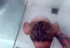 Intense anal session in bathroom leads to creampie with monster cock