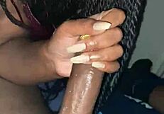 ebony bbw giving sloppy deepthroat to big black cock, watch her suck it all
