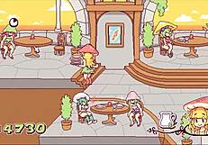 In the futanari mushroom game, customers flash boobs for more cumshots from huge cocks.