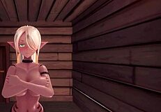 Elf teen sits on face then gets titjob in Monster Girl Island