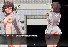 anime girl rides elevator naked, cums from excitement