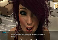 chatting with gorgeous pink haired milf in 3d anime hentai scene