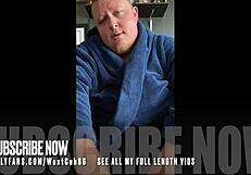 Daddy's cock slips out of his robe.