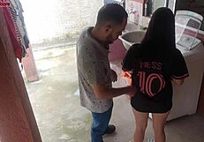 Married housewife pays washing machine tech with her big ass