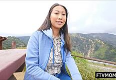 Look At That Busty Asian MILF Flashing Her Big Tits Outdoors!