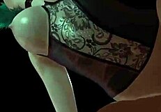 Green-haired girl doggystyle fucked in 3D