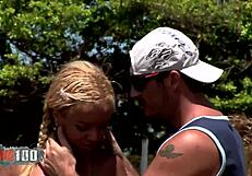 hot pornstar barbie banks gets rough outdoor anal