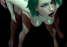 Green-haired girl doggystyle fucked in 3D