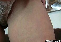 german milf kristine von saar fingers her hairy pussy