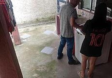 Married housewife pays washing machine tech with her big ass