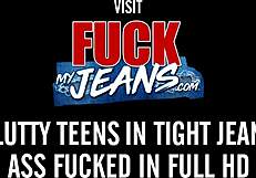 Damn, brunette babe stripped bare from her thong!