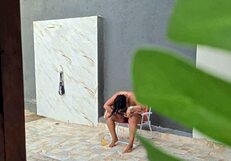 caught my hot neighbor showering in the backyard