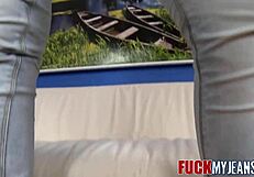 Damn, brunette babe stripped bare from her thong!