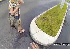 perky blonde amateur teen gets paid for public pov blowjob