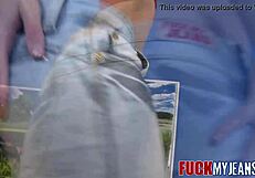 Damn, brunette babe stripped bare from her thong!