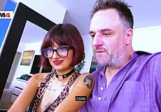 Candy teases with a filthy fuck and facial on webcam