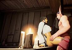 باروديا إيروتيك ووركرافت مع بلع عميق في الحمام