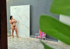 caught my hot neighbor showering in the backyard