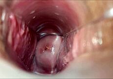 She moans as her pussy reaches vaginal orgasm