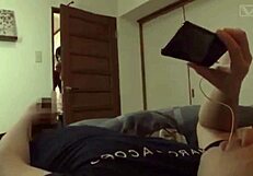 Japanese milf sneaks peeks at him while he sleeps fast