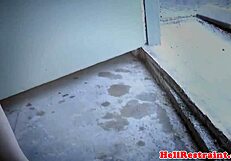 the restrained sub faces bastinado punishment from her master