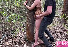 Blackmailed BDSM slave suffers hardcore sex with dominant in the woods