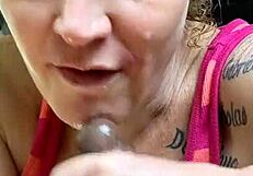 Blowjob Spitting Cum In Car