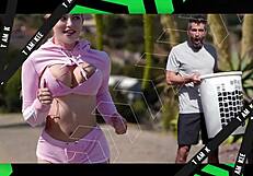 Petite brunette teen's sweet juicy pussy banged by huge meaty cock