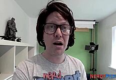 Tricked British Amateur Gives Intense Blowjob and Handjob to Nerd with Facial