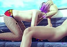 Habilidades femboy de Harley Quinn en trío yaoi anime