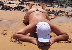 Hot Latina shemale Ladysilva goes wild on the beach