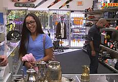 amateur babe with glasses gets spied on while sucking big cock in hospital