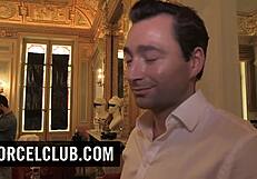 Italian Blonde And Brunette Play Sex Games Backstage With Small Tits