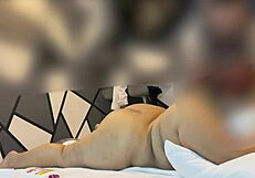 I intensely rubbed my penis on the big oiled ass during the homemade massage