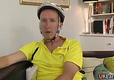 Mature British MILF in stockings sucks big cock for cum