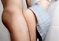 Secret school uniform fuck with stepsister while stepmother's away, homemade and emo.